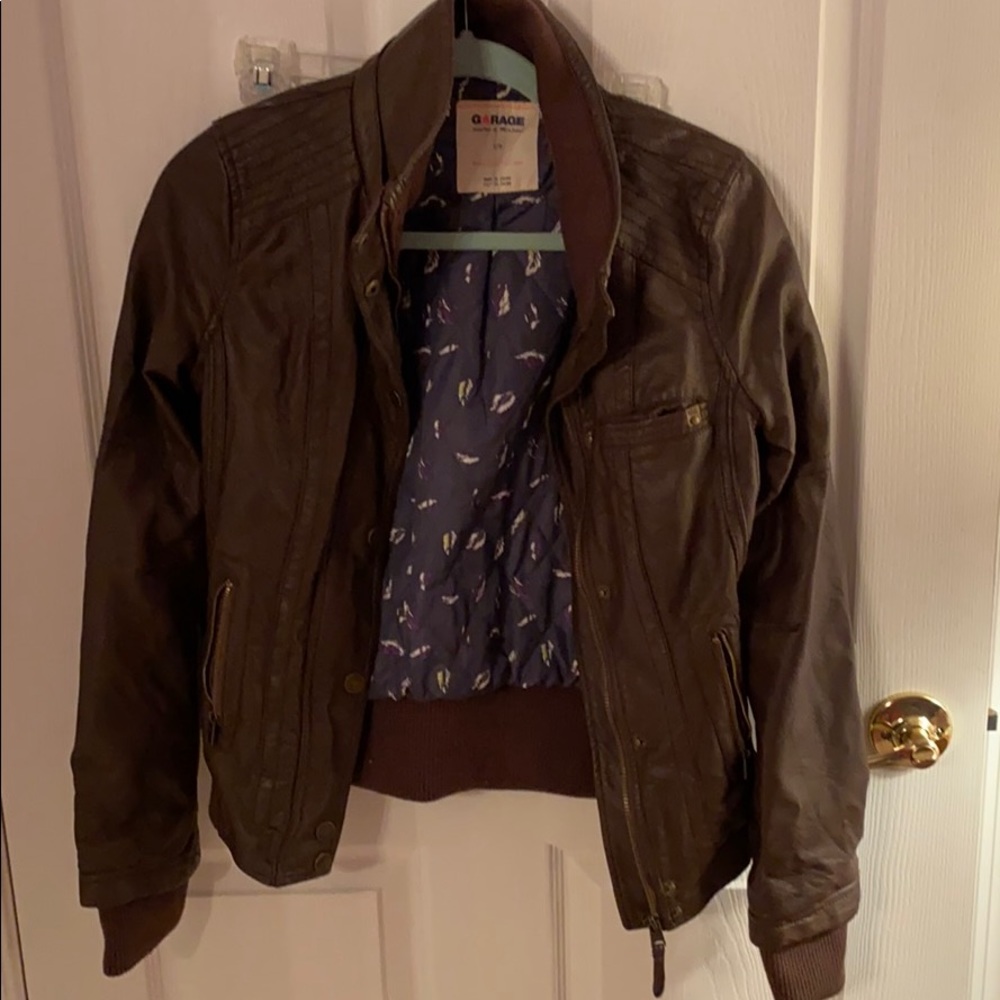 Brown faux leather jacket from Garage